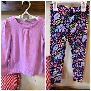 Cat & Jack Girls Purple Top and Floral Leggings Size 4T
